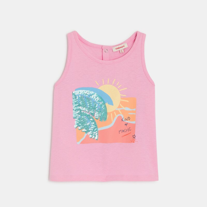 Débardeur bébé fille rose imprimé plage Catimini Rose