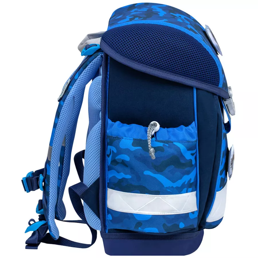 Belmil Schulranzen Classy Schulranzen Set 6-teilig mit Brustgurt Blue Camouflage