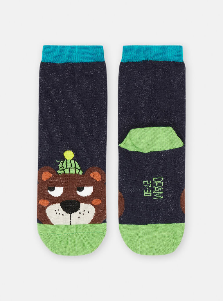 Chaussettes bleu nuit à motif ours