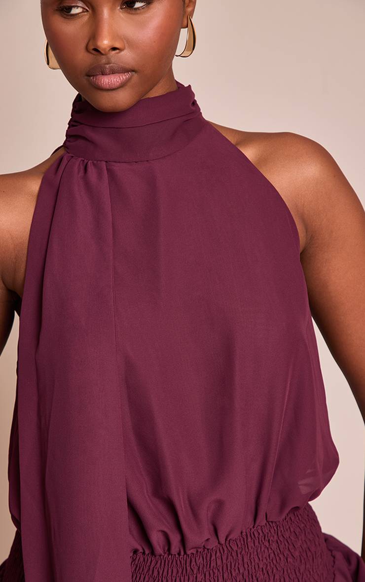 Prune Combishort Jupe-culotte En Mousseline Avec Détail Foulard