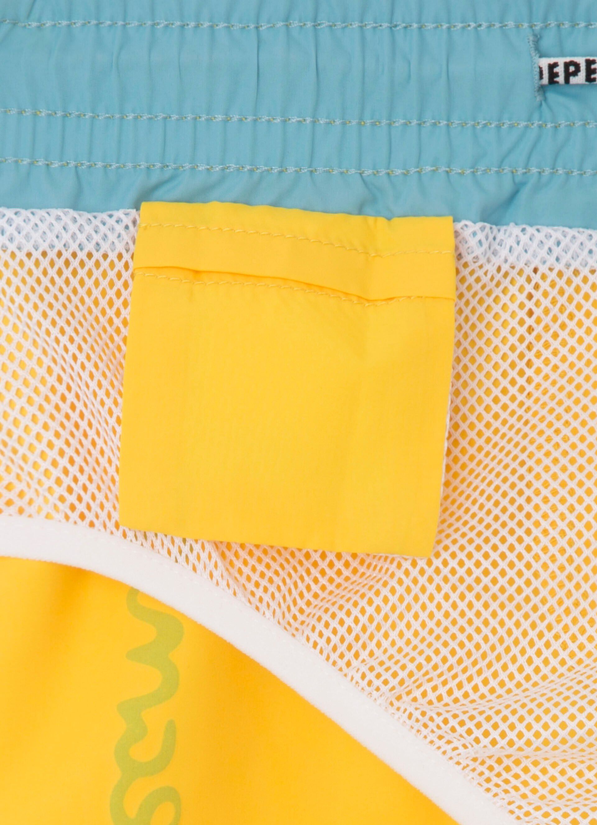 Bermuda com logo estampado - amarelo vibrante