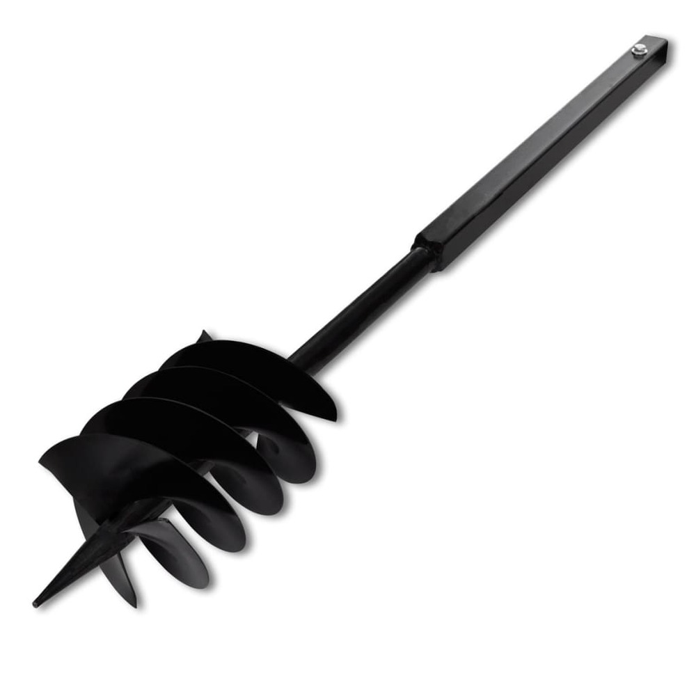 Tarière de sol avec mèche de tarière 180 mm acier noir
