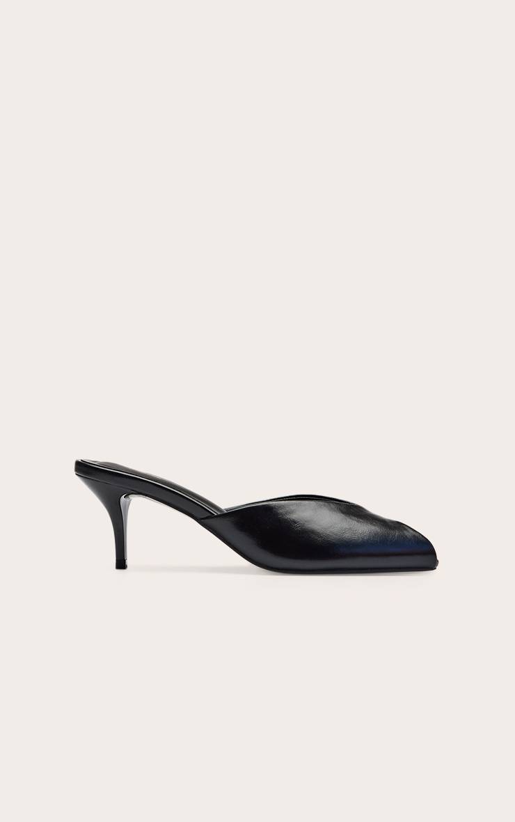 Noir Mules À Talons En Synthétiquecuir À Bout Ouvert Avec Découpe En V