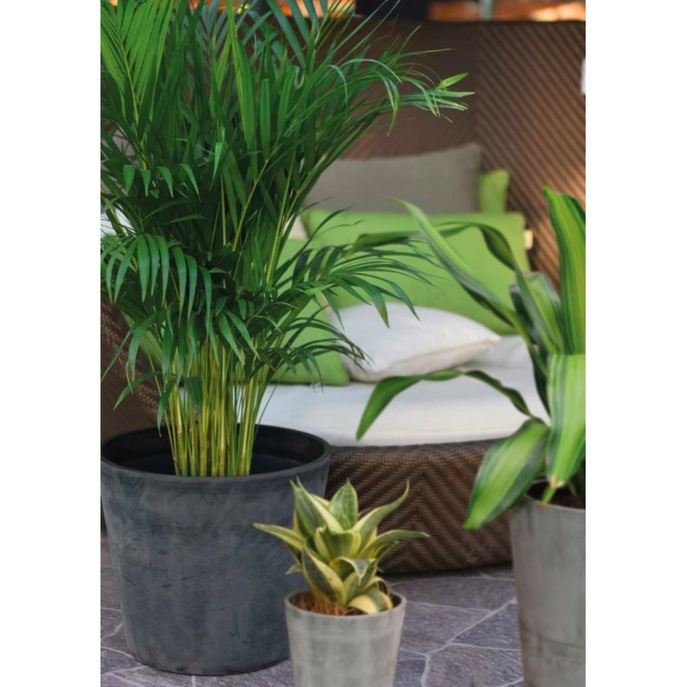 Pot de fleurs rond en plastique recyclé - noir