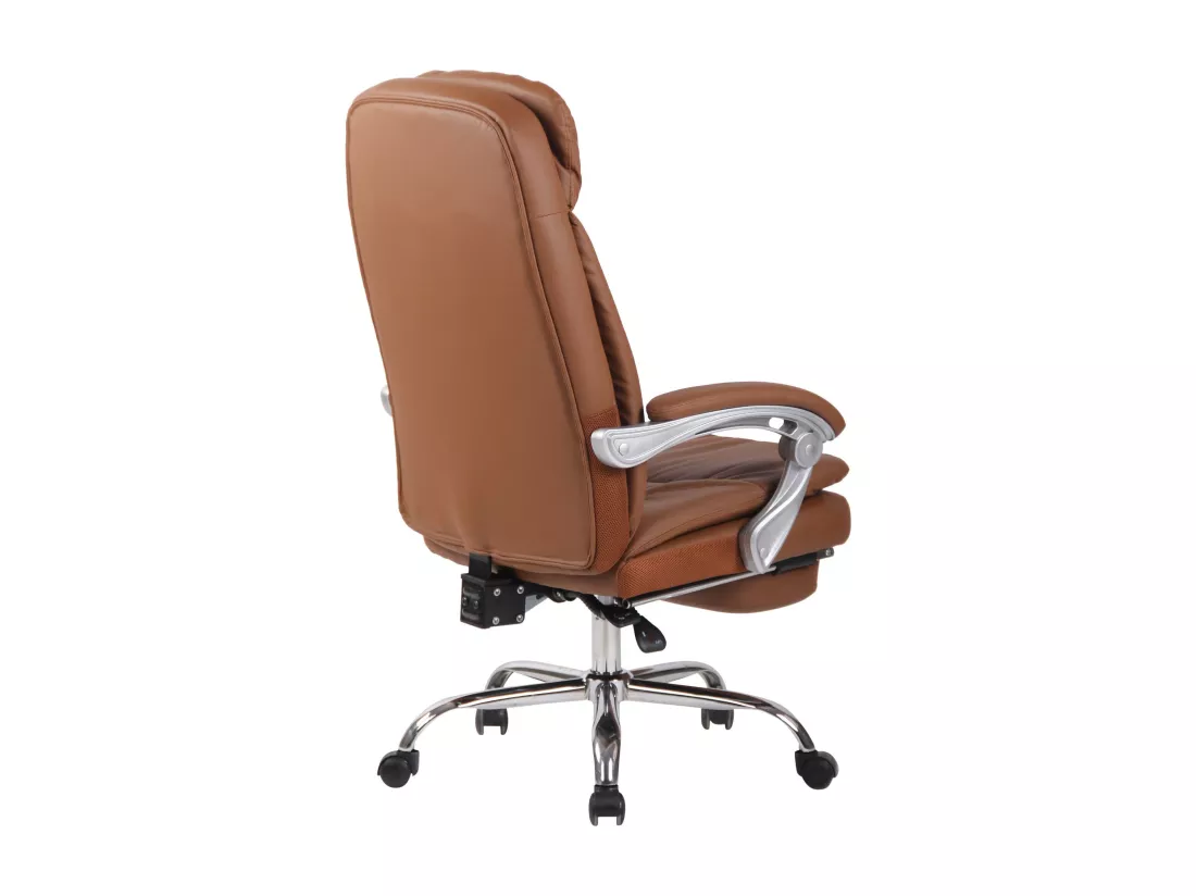 Chaise de bureau - Similicuir & Métal chromé - Marron clair - XL Troy