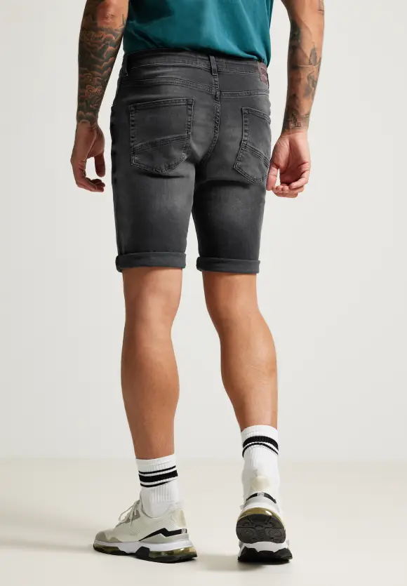 Regular Fit Jeansshorts - black havy random wash