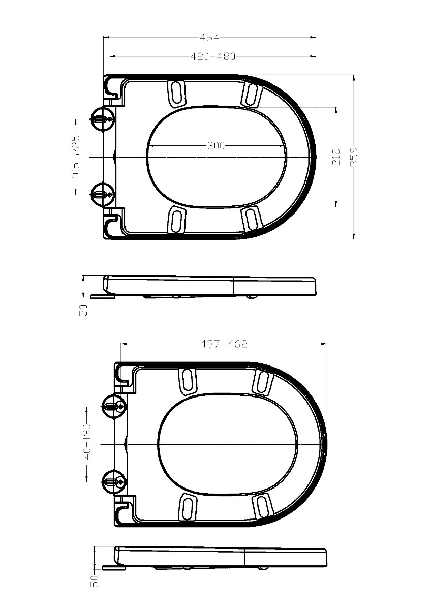 Mueller Afesta soft-close toiletzitting voor 52cm wandcloset mat wit