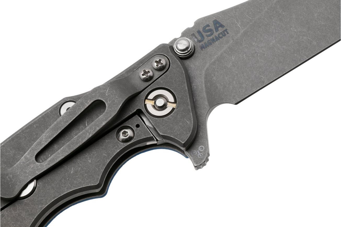 Rick Hinderer Eklipse 3.5 Skinny Slicer, EK35MG-WFBL-G10, Stonewashed CPM MagnaCut, Tri-Way Blue G10 zakmes