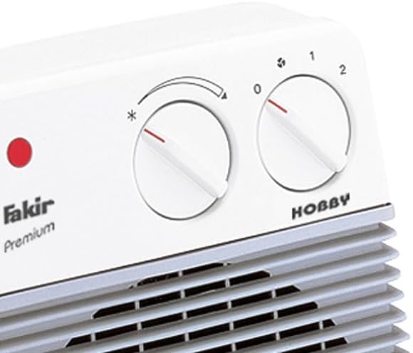 Fakir Heizlüfter Hobby HL 600 – Heizlüfter für das Badezimmer, 2000 Watt mit 2 Heizstufen, Ventilatorfunktion, Tropfwasser- & Überhitzungsschutz, Drehregler & Betriebskontrollleuchte