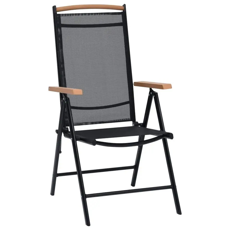 vidaXL - Tuinstoelen - Zwart - Aluminium en textileen - 2 stuks - Inklapbaar