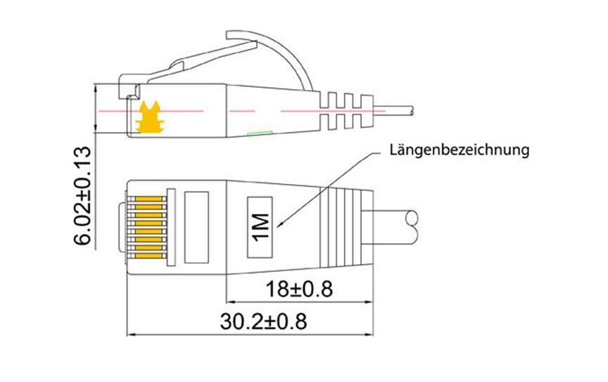 Slimpatchkabel RJ-45 - RJ-45, Cat 6, UTP, 1 m, GelbUnscreened/Unshielded Twisted-Pair-Kabel (UTP) mit Klinkenschutz