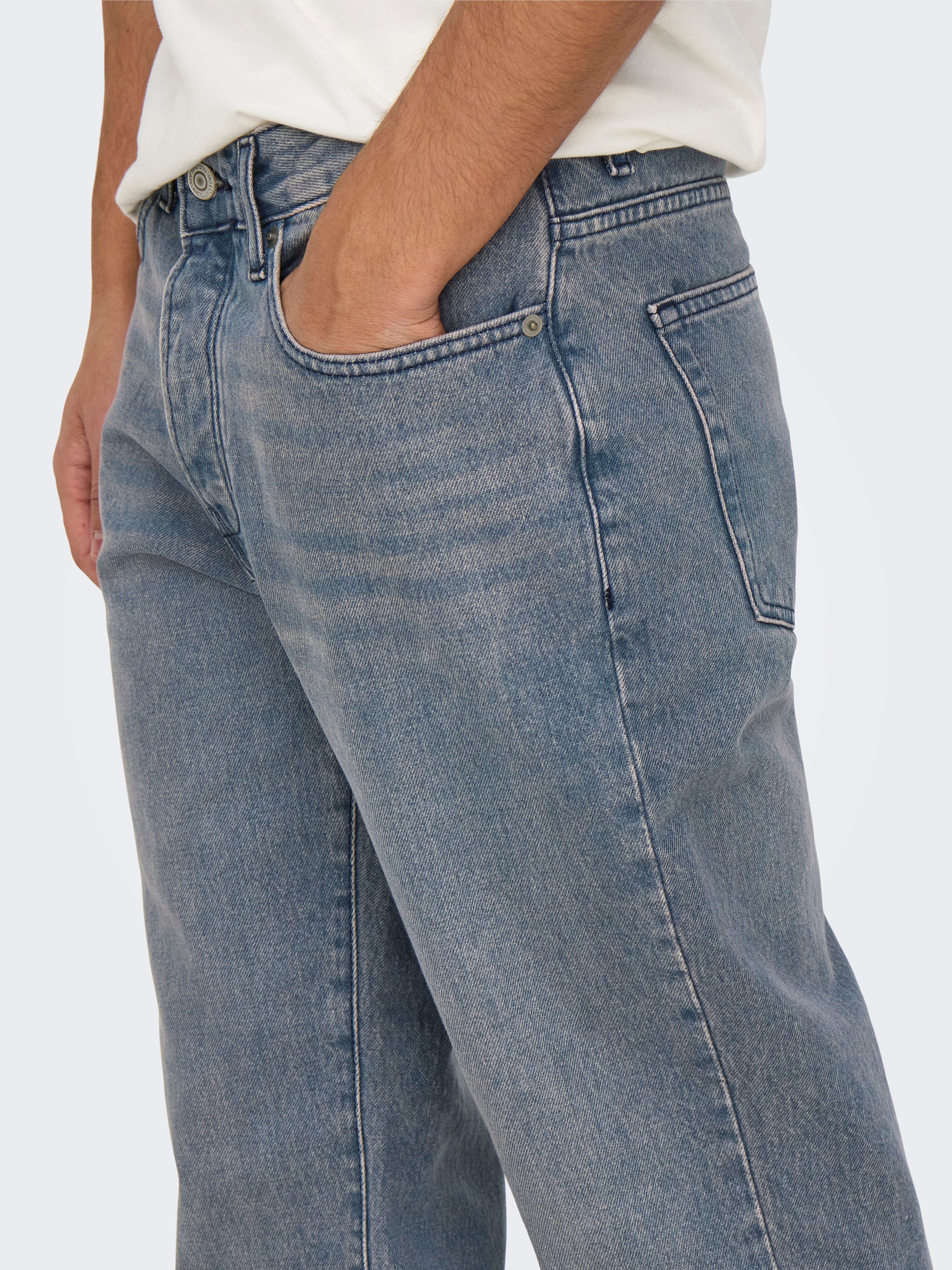 ONSEDGE Mittlere Taille Gerade geschnitten Jeans Special Blue Grey Denim
