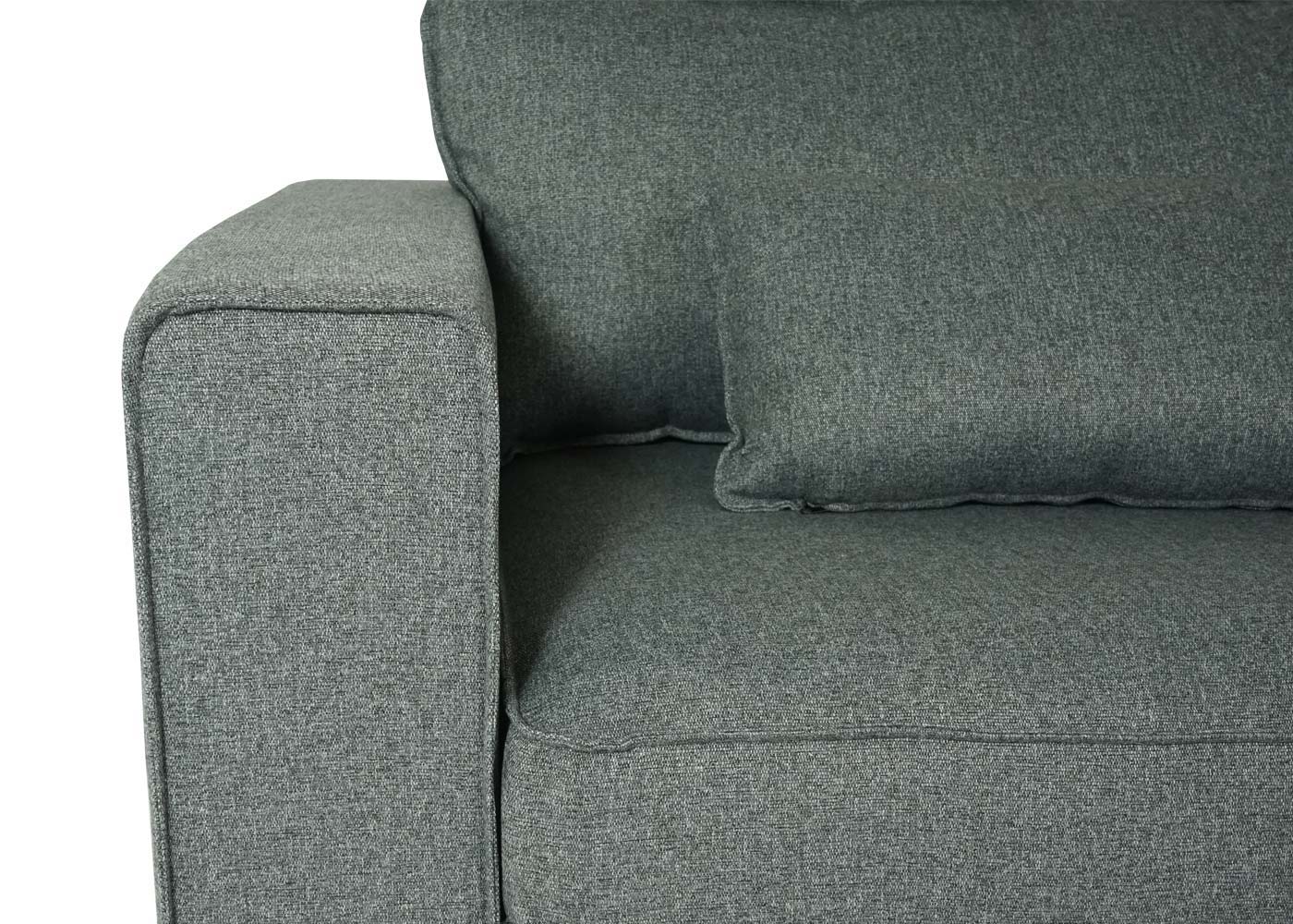Ecksofa MCW-J58, Couch Sofa mit Ottomane rechts, Made in EU, wasserabweisend 295cm ~ Stoff/Textil grau