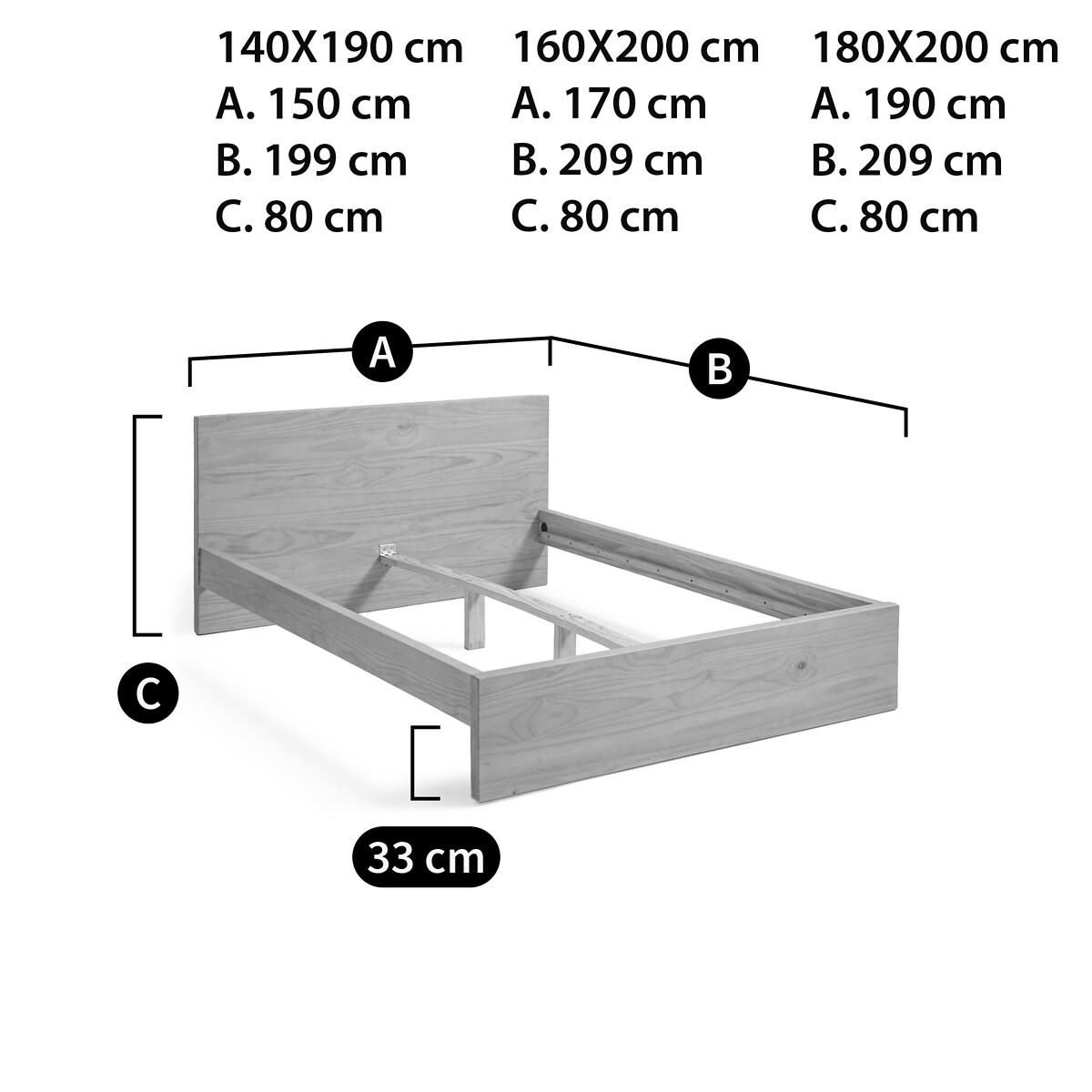 LA REDOUTE INTERIEURS<br>Cama em pinho maciço escovado, Jalun