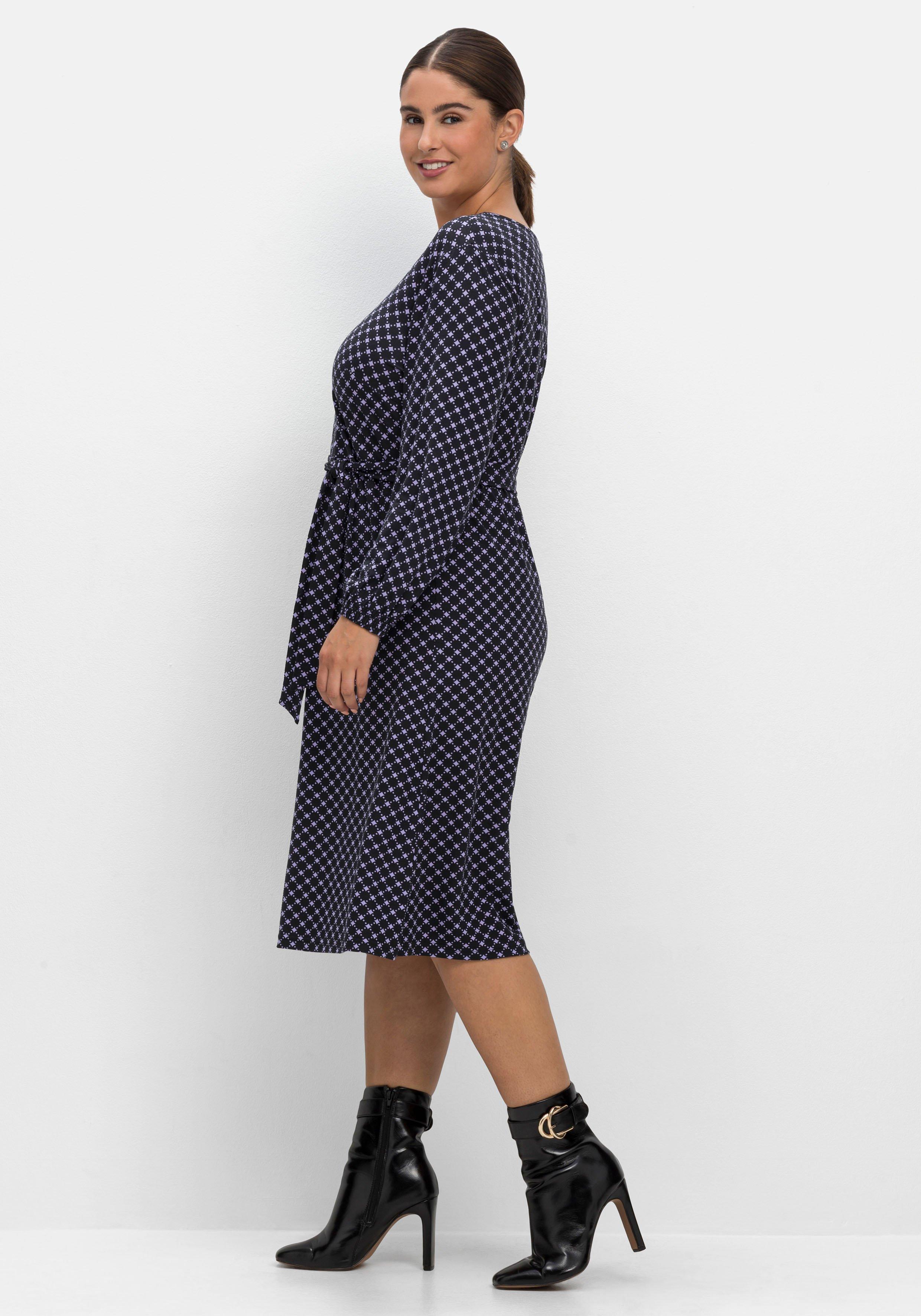 Jerseykleid mit 7/8-Ärmeln und Alloverprint