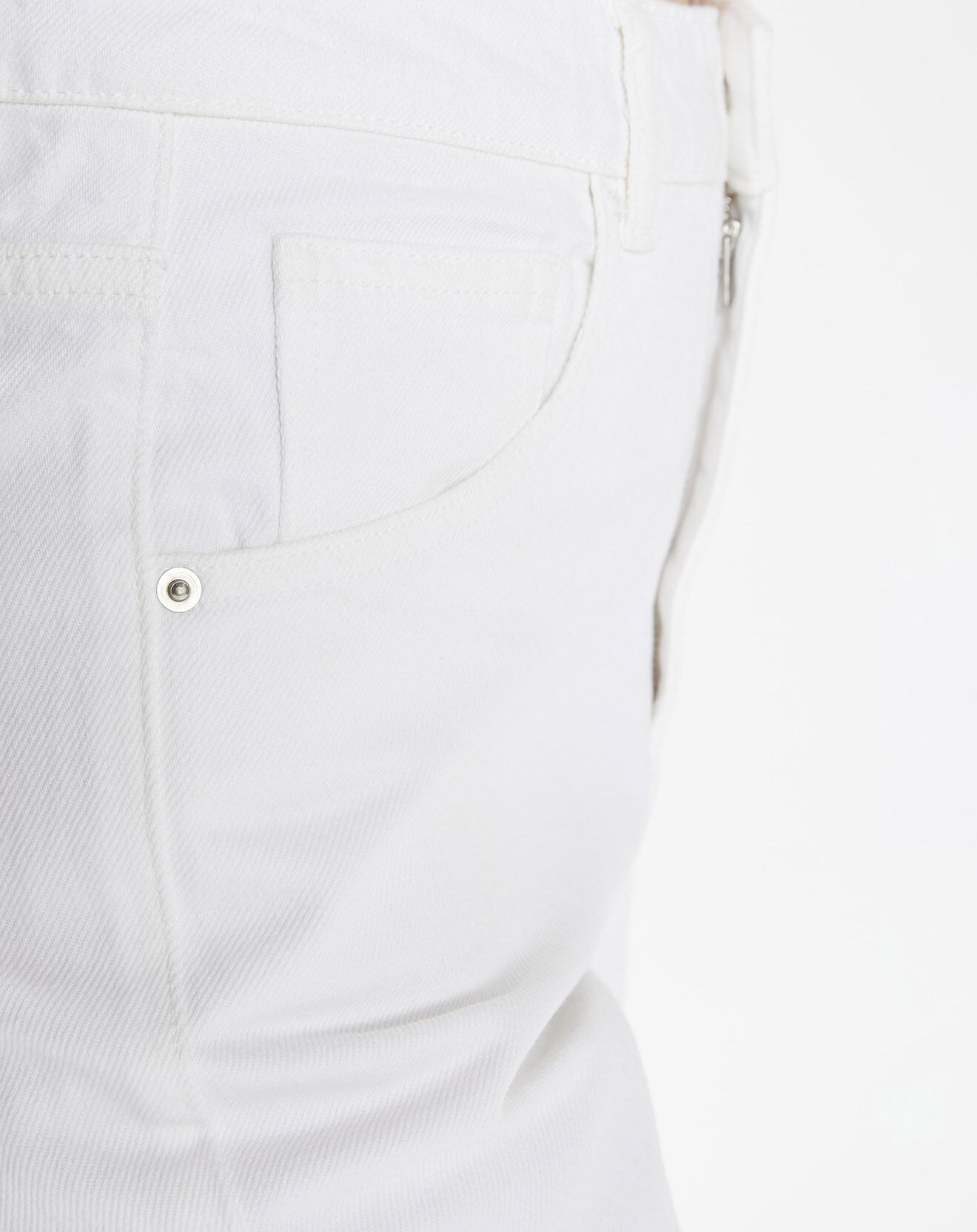 Galeries Lafayette Jean courte cigarette Ediso ajusté 7/8 blanc