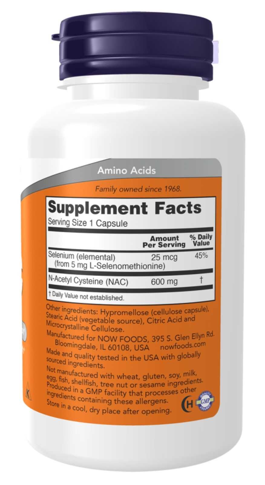 NOW Foods Nac-Acetilcisteína 600 mg 100 cápsulas