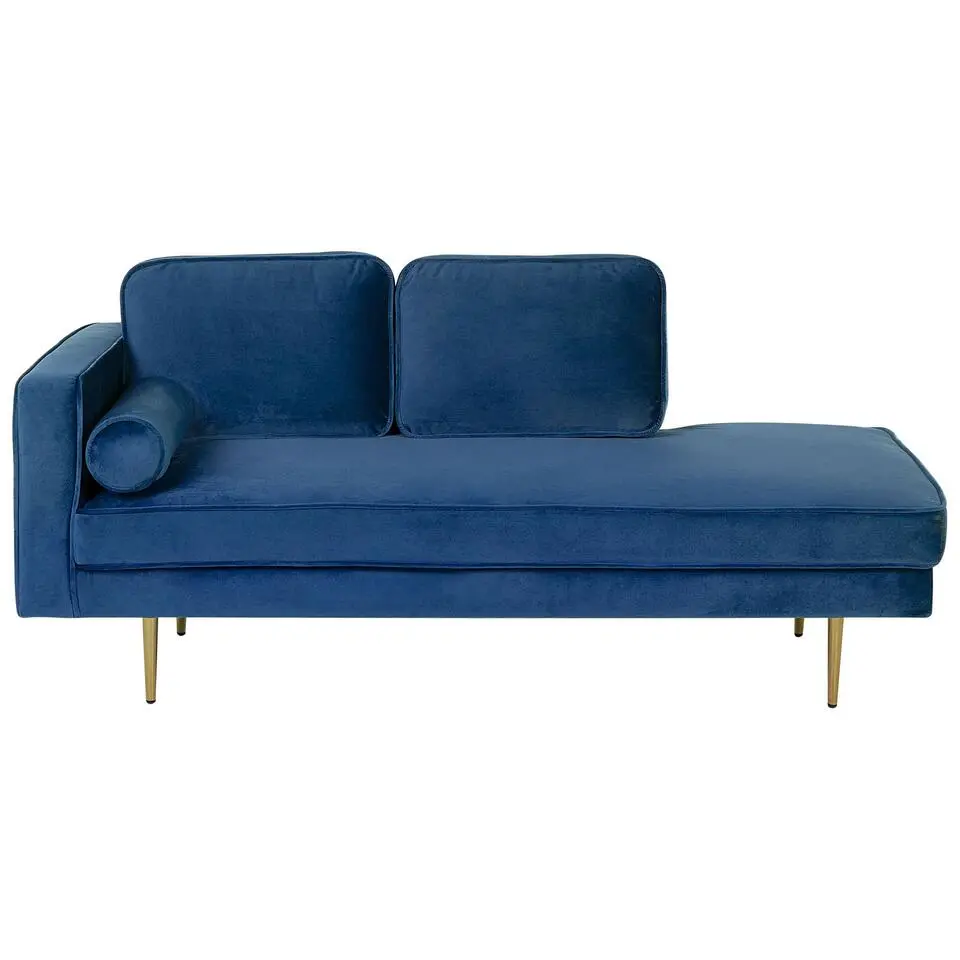 MIRAMAS - Chaise longue - Blauw - Linkerzijde - Fluweel
