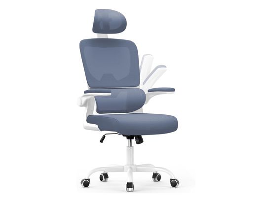 RATTANTREE - Chaise de bureau Fauteuil de bureau ergonomique réglable blanc bleu