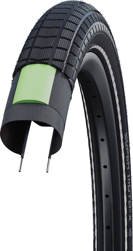 Buitenband Schwalbe Super Moto-X DD GreenGuard 20 x 2.40 / 62-406 mm - zwart met reflectie
