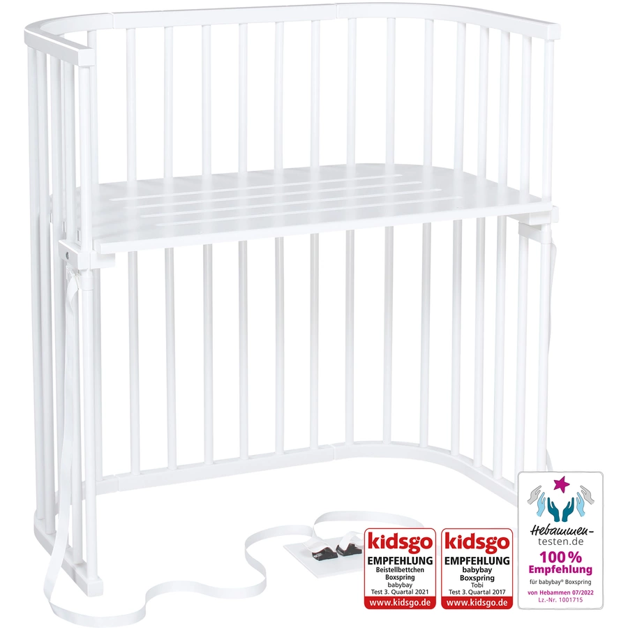 babybay Boxspring Beistellbett weiß mit Matratze Classic Cotton Soft
