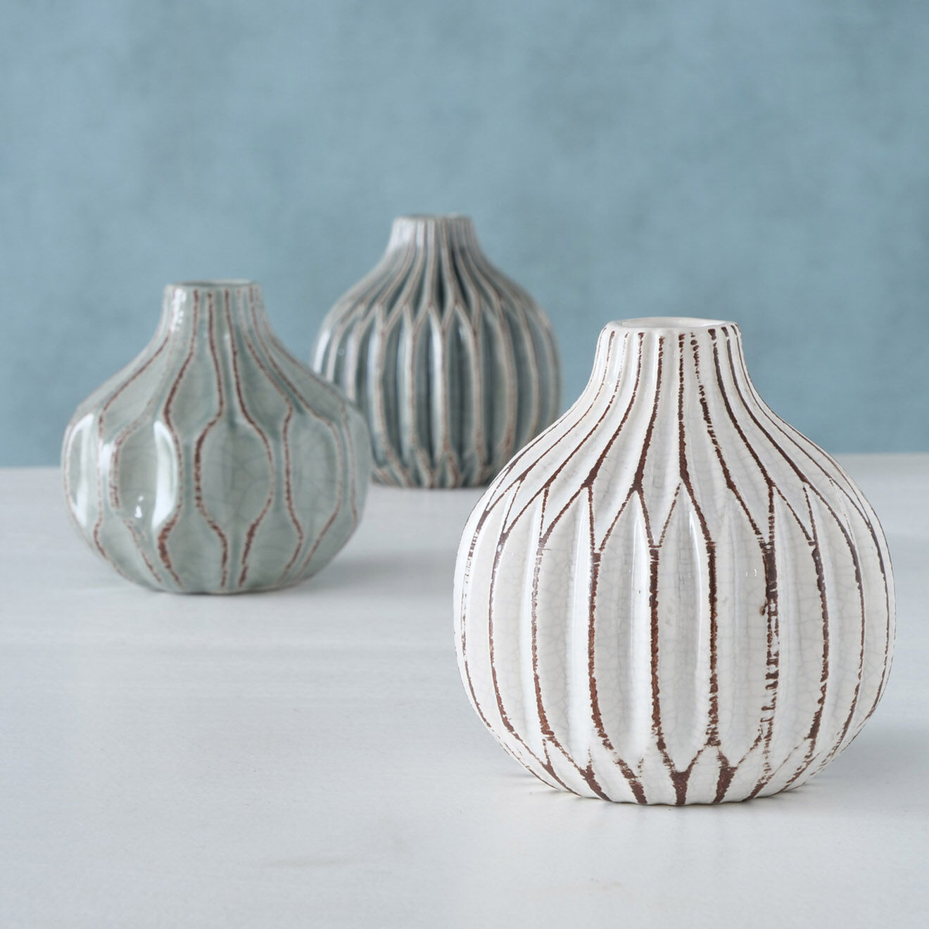 Boltze 3 Vases Lenja multicolores - D.11xH.11 cm