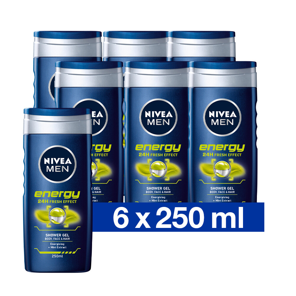 6x Nivea Men Douchegel 3in1 For Men Energy250 ml