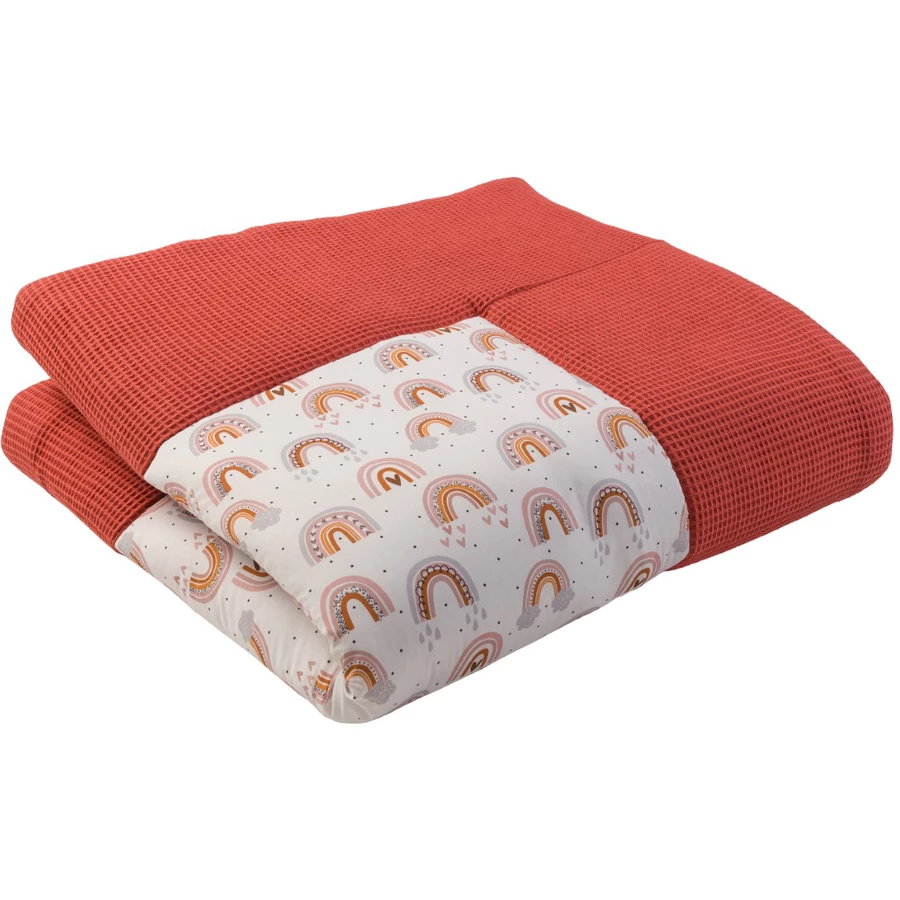 Ullenboom Krabbeldecke Waffelpique Motiv Rost Regenbogen140x140 cm