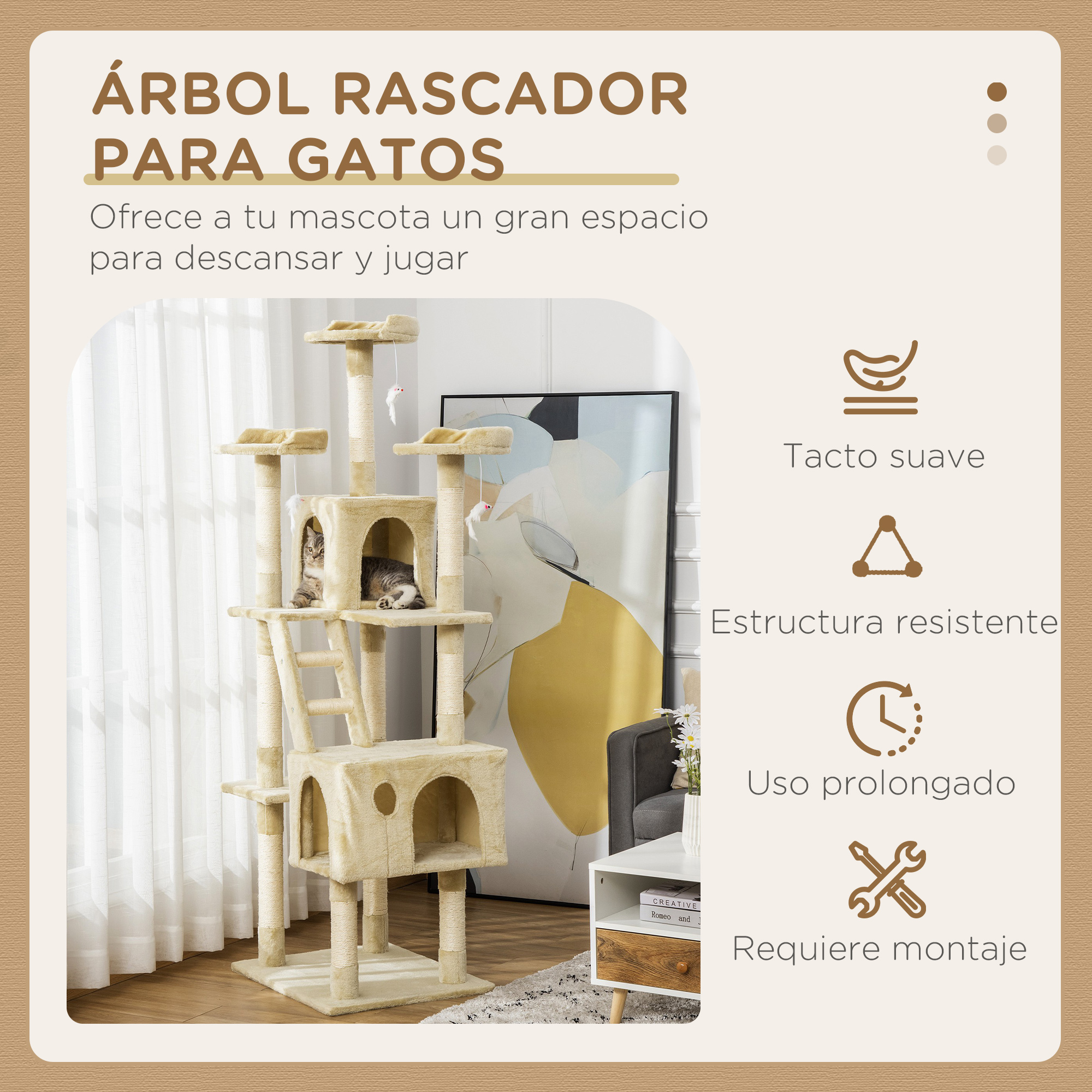 Arranhador para Gatos PawHut com Caverna (Cinza)