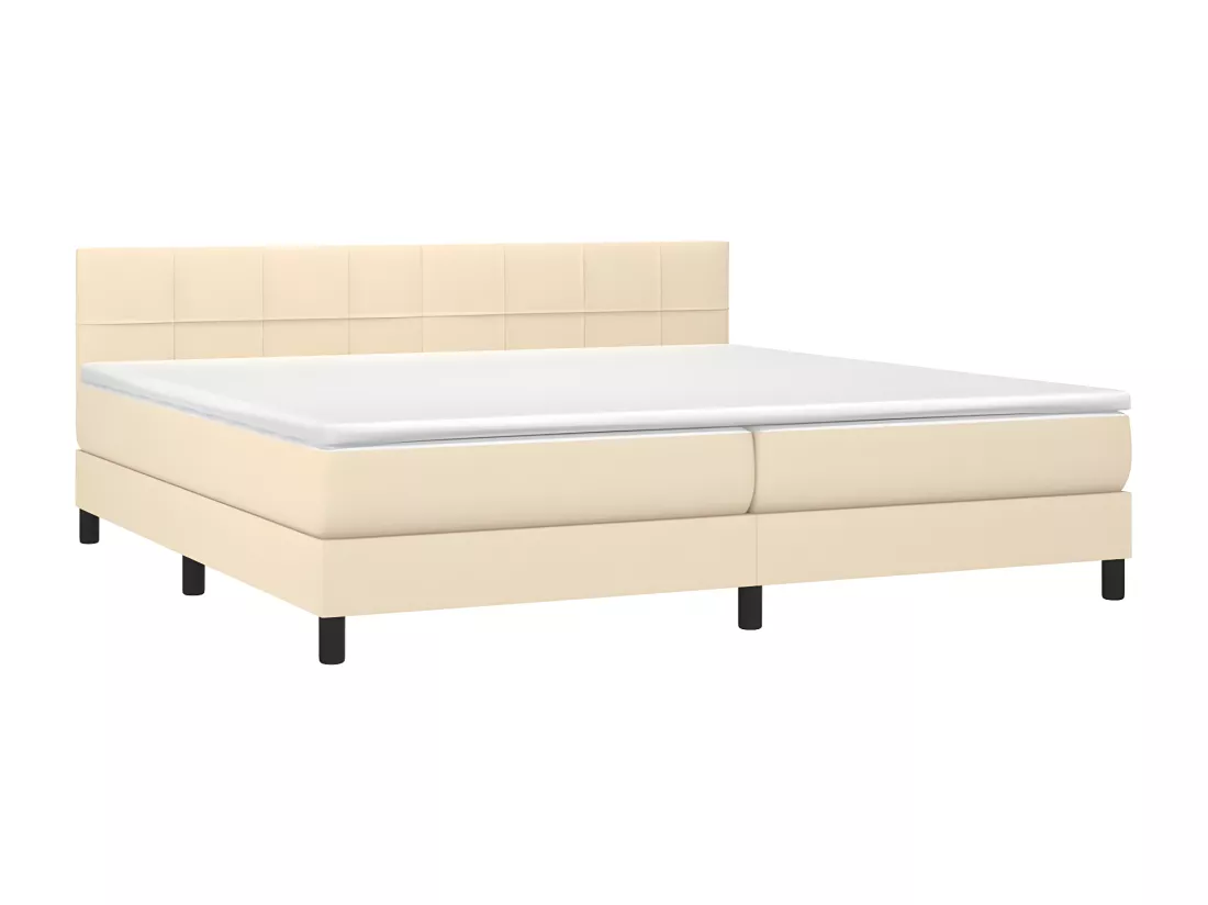 Sommier tapissier et matelas et LED Crème 200x200 cm Tissu