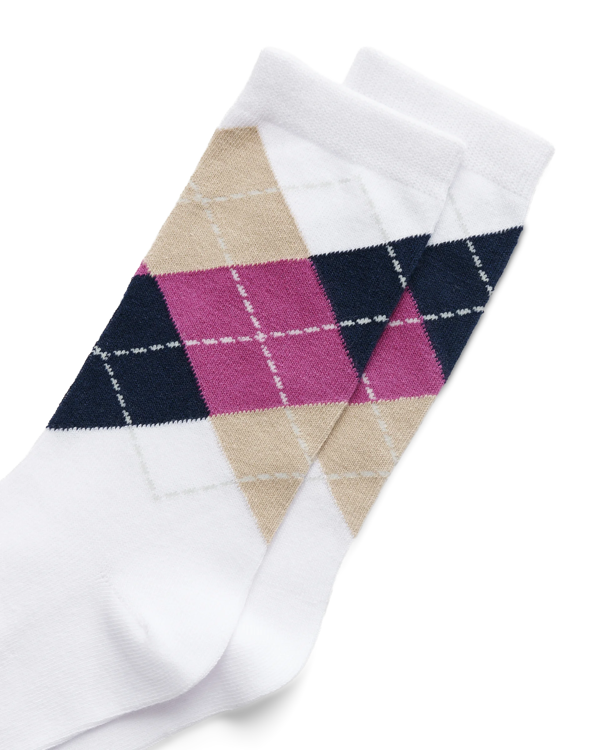 ECCO Classic Harlequin Mid-Cut Damen Halbhohe Socken Weiß