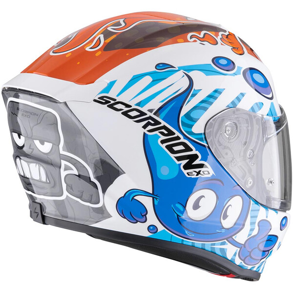 Scorpion - Casque enfant Exo-JNR Air The4Elements Blanc / Orange / Gris / Bleu