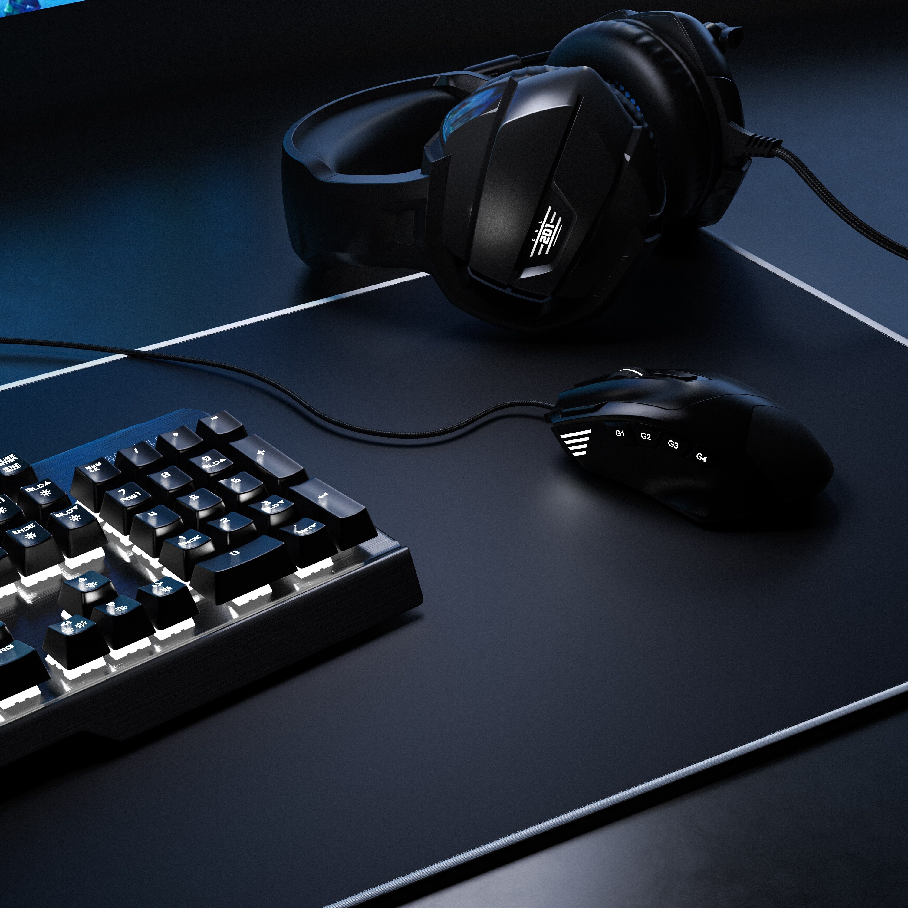 Titanwolf Gaming Mauspad, XXL Speed Gaming Mousepad / Extragroße Fläche von 900 x 400mm, Symbol weiß