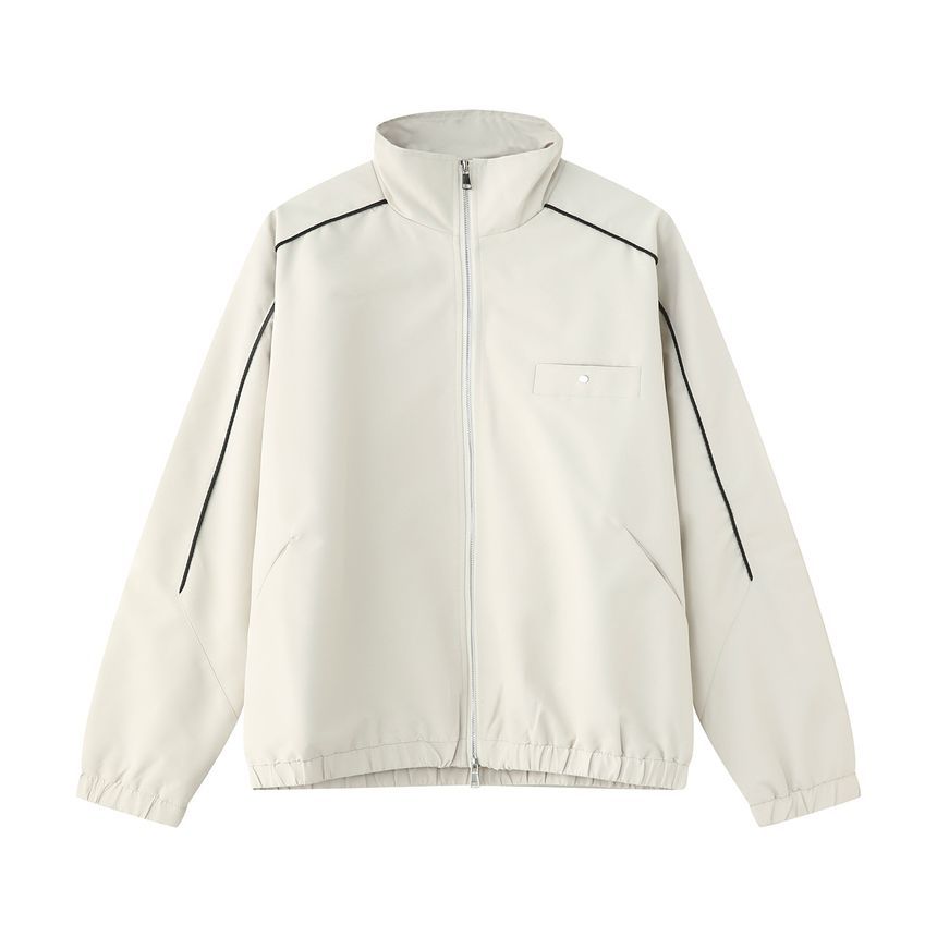 FAERIS - Gestreept jack met rits / Wijde broek met middelhoge taille