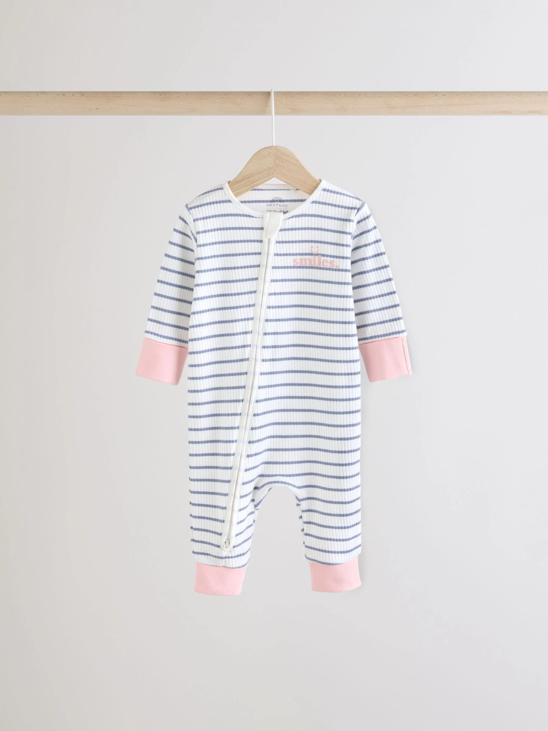 Roze/grijs - 3 Pack Baby-pyjama's met tweewegrits (0mnd -3jr)