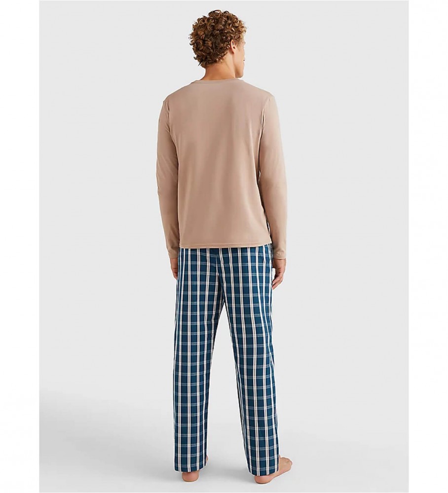 Pijama Tommy Hilfiger em tecido estampado marrom e azul