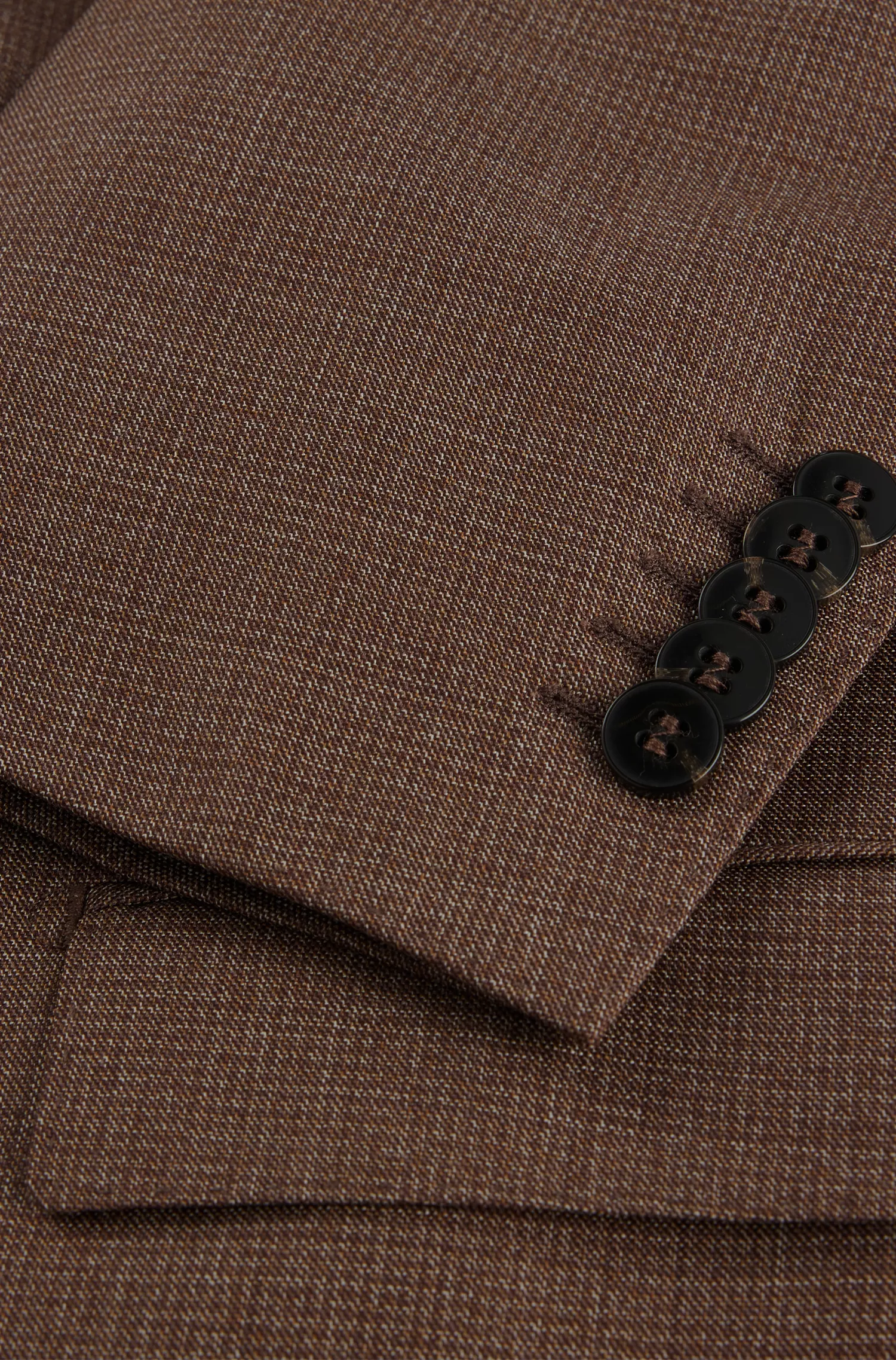 Terno BOSS Camel de corte regular em lã virgem com microestampa.