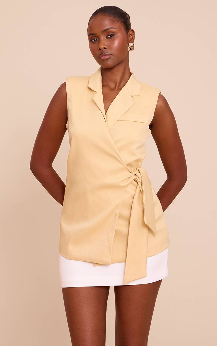 Butter Yellow Gilet À Taille Nouée