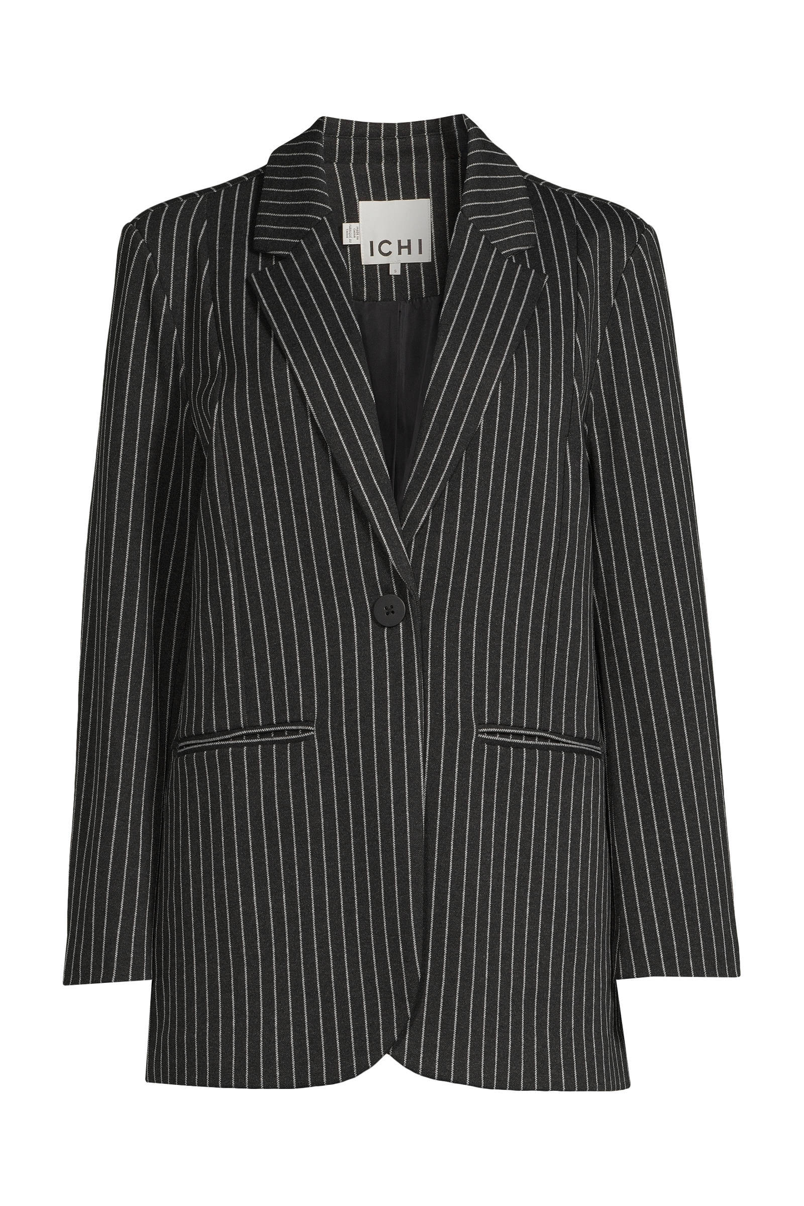 ICHI oversized blazer IXKATE met krijtstreep grijs/offwhite