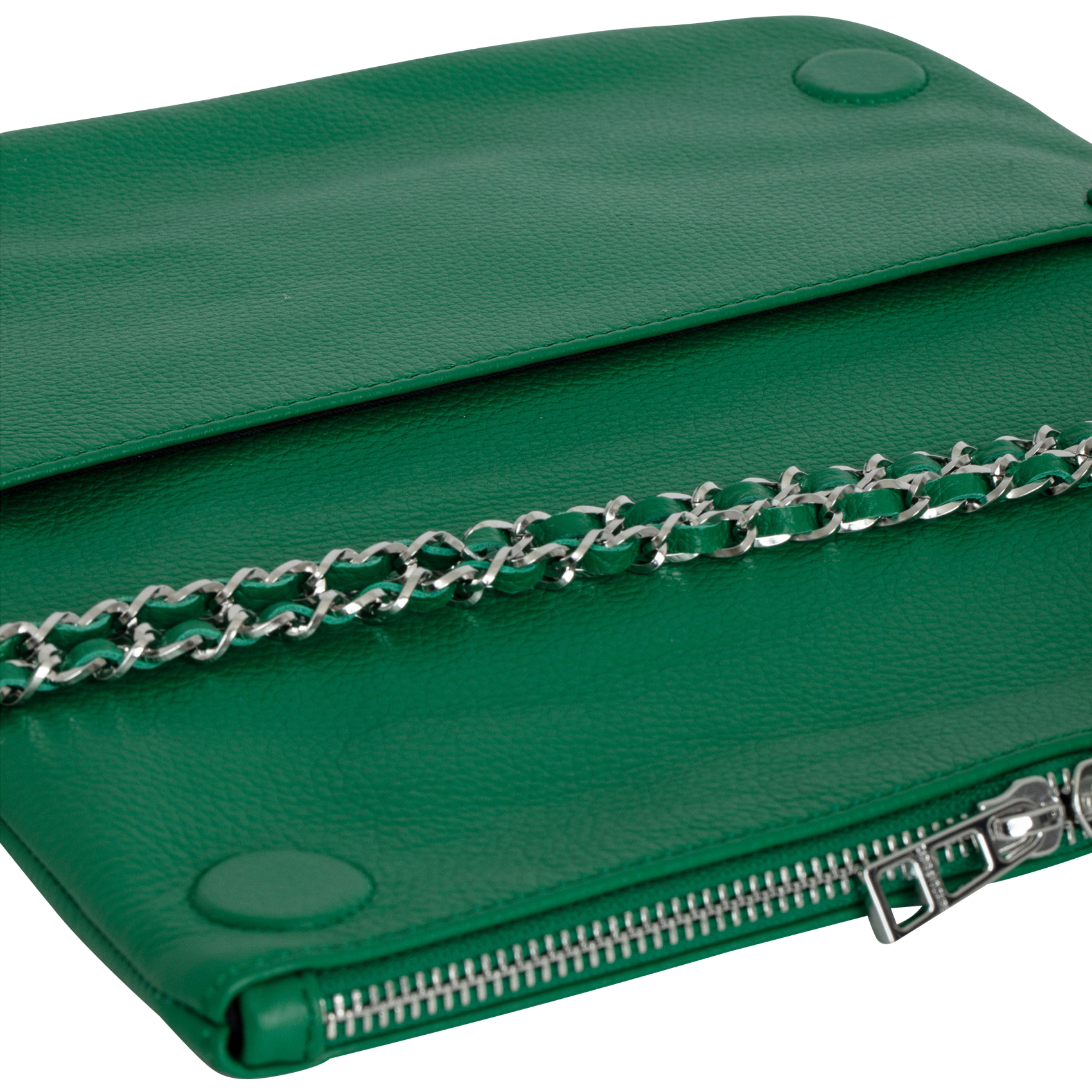 ROCK - Pochette en cuir chaînes en métal | Vert