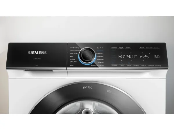 Siemens iQ700 WG44B2A40 - Vaskemaskine - Wi-Fi - Niche - bredde: 60 cm - højde: 85 cm - frontbetjening - 65 liter - 9 kg - 1400 rpm - hvid med krom flydende mat/sort dør