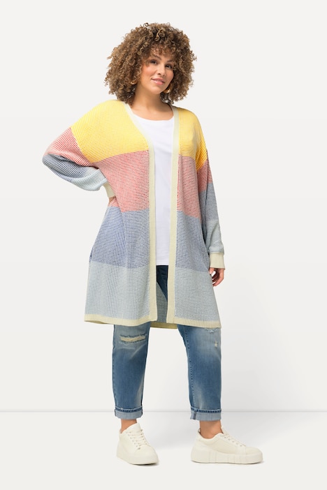 Long-Strickjacke, Oversized, Eggshape, offene Form