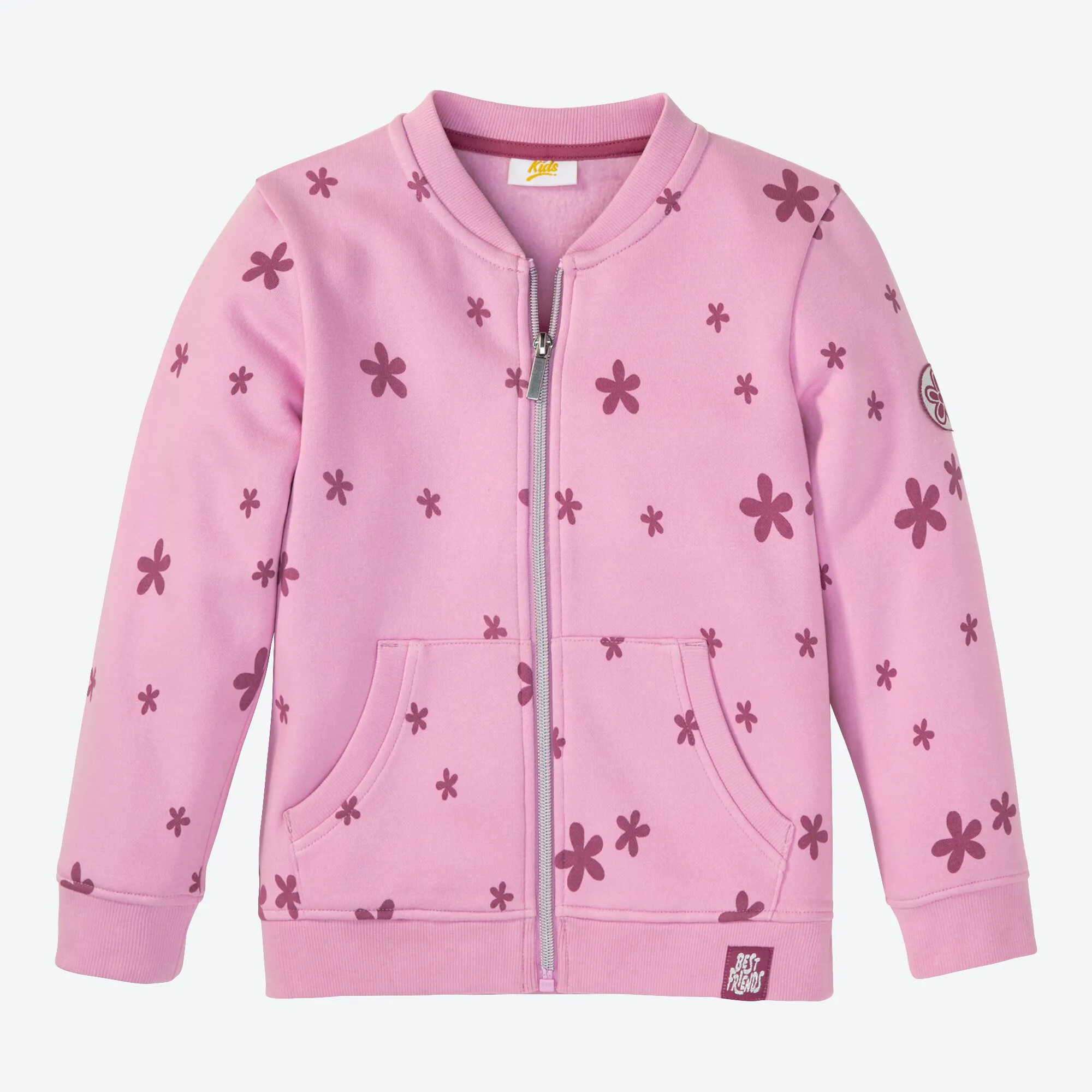 Mädchen-Sweatjacke mit Blumenmuster