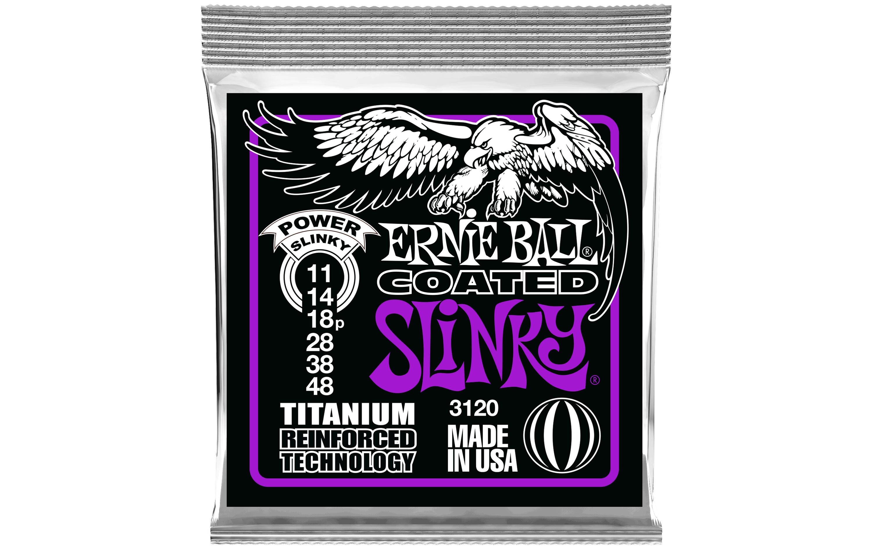 Gitarrensaiten 3120 Slinky Coated Titanium – Power 11-48Praktischer Saitensatz für Ihre E-Gitarre