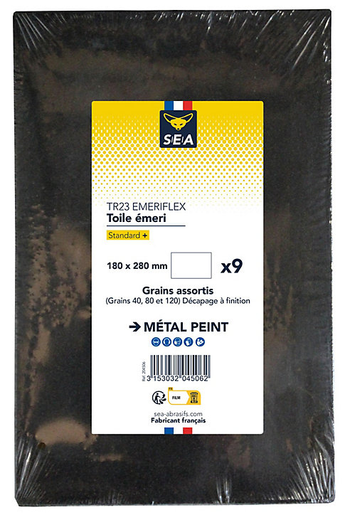 Toile abrasive emeri ø230 x 280 mm grain 40 / 80 / 120, lot de 9