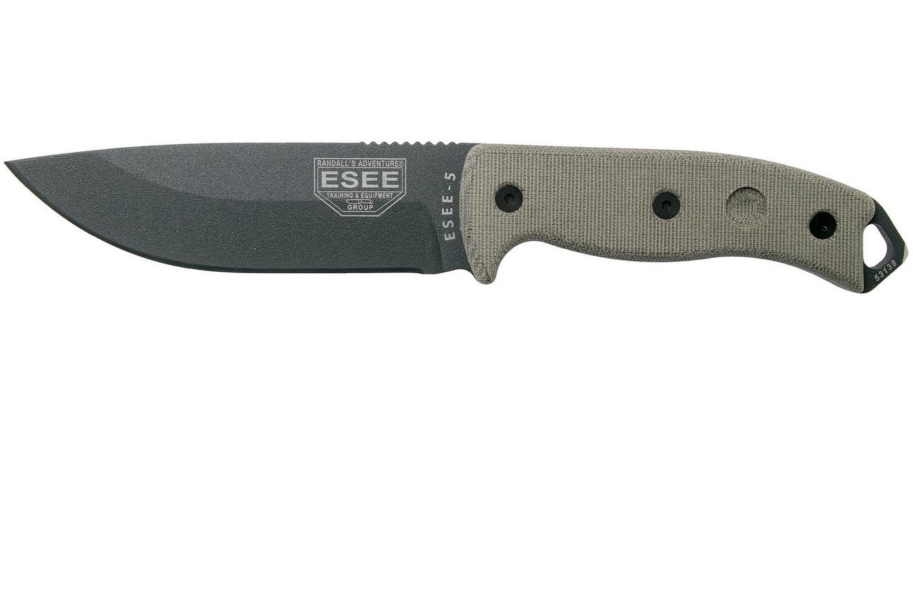 ESEE Model 5 Tactical Gunsmoke, desert tan handle 5P-TG met kydex schede   riemclip