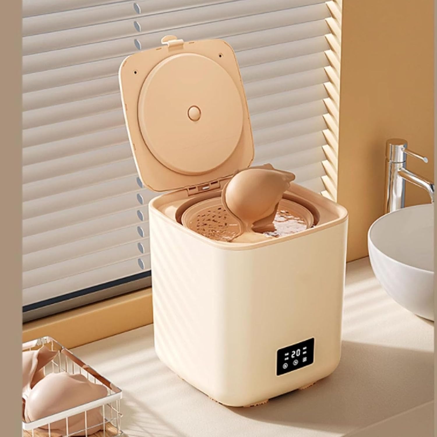 Tragbare Mini-Waschmaschine, intelligente Wäschepflege mit 4 Reinigungsmodi für Babykleidung, Unterwäsche, Camping, Wohnmobil, Reise