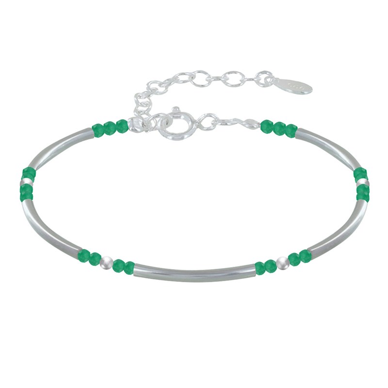 Bracelet Argent Tubes et Perles Facettées de Chrome Diopside M2