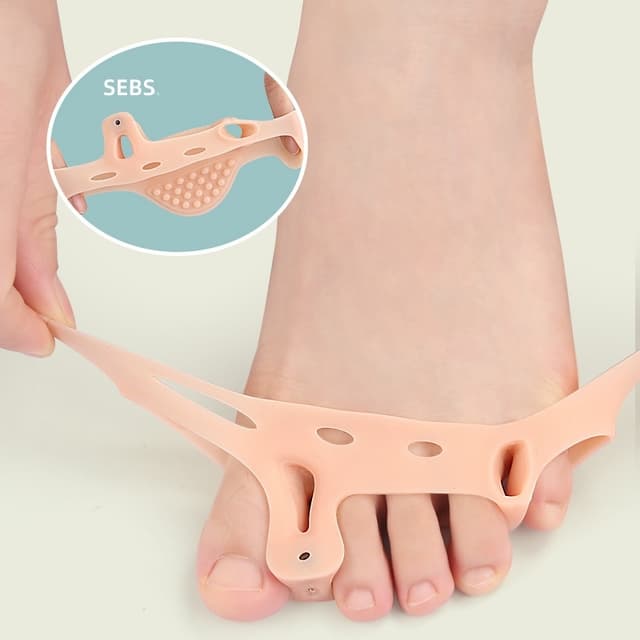 2 par tåseparator Hallux Valgus beskyttelse forfodspuder Beige