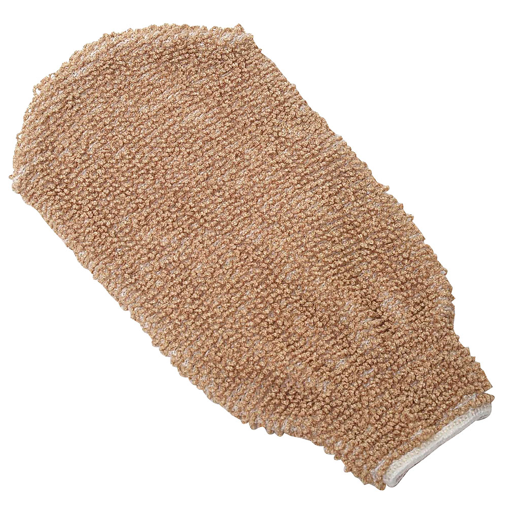 Gant de toilette démaquillant coton et bambou taupe 12x22cm